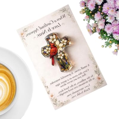 Mini Omarmingskaart - Zakkaart Geloof - Spirituele Troost - Compact Draagbaar - 8 x 4.5 cm - Rood