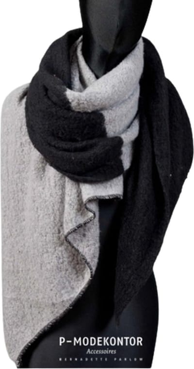 Effen Sjaal Winter Sjaal Dames Sjaal Zwart-Grijs