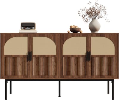 Moderne Anrichte-Met Opbergruimte-Buffet voor Woonkamer-Set van 140L x 40B x 80H cm-Zwart