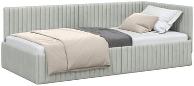 vidaXL - Hoek - Bed - Frame - Lichtgrijs - 100 - x - 200 - cm - Fluweel