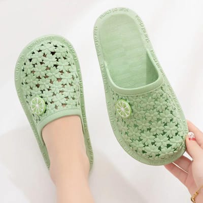 Sandales et pantoufles pour femmes, chaussures d'été Baotou à fond plat avec trous, chaussures d'intérieur et d'extérieur pour étudiantes paresseuses 40 vert