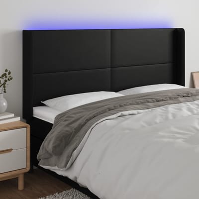 vidaXL - Hoofdbord - LED - 183x16x118/128 - cm - kunstleer - zwart