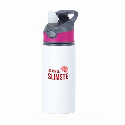 Hacebo® - Ik ben de slimste waterfles met rietje roze - Zelfvertrouwen - iemand die heel slim is - quote - cadeautje voor een slim persoon - nerd - kado - cadeau - gift - geschenk - verrassing - slimme mensen - water fles - 650ML