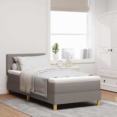 vidaXL - LED - Box - Spring - Bed - met - hoofdeinde - Taupe - 100 - x - 200 - cm - Stof