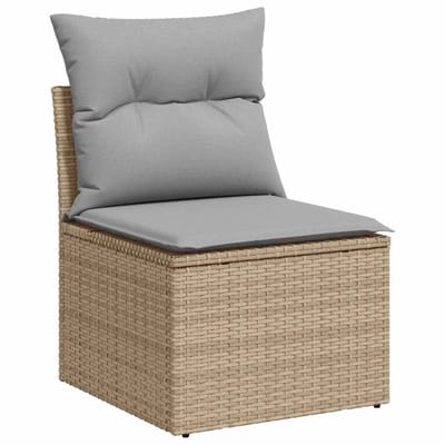 vidaXL Tuin Eettafel Set met kussen 8 pcs Beige en Grijs