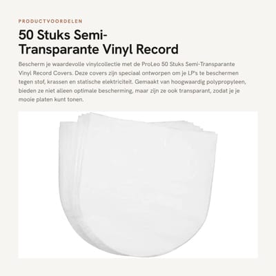 Dailygoods - 50 Stuks Semi-Transparante Vinyl Record Covers - Bescherming voor LPP Albums