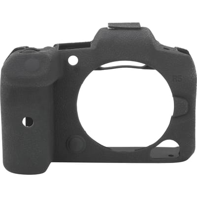 Coque de protection en silicone noir motif litchi pour appareil photo numérique Canon EOS R5 gray