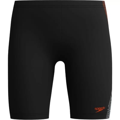 Speedo Placement Jammer Jongens - Vormvaste Zwembroek Jongens - Zwemshort Jongens met Stretch - Sportzwembroek Kids met Trekkoord - Zwart/Rood - Maat 152