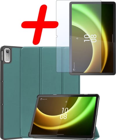 Hoesje Geschikt voor Lenovo Tab P11 (2e / 2nd Generatie) - Met Screenprotector - Trifold Bookcase - Hard Cover - Hardcover Book Case - Tablet Hoes - Donkergroen