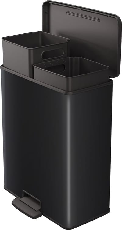 Curver Decobin Duo Prullenbak - 26L+26L - Rechthoekig - Zwart