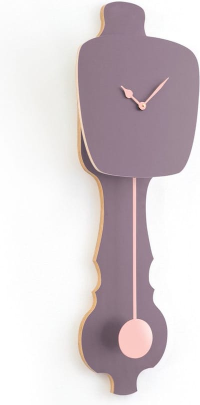KLOQ - Wandklok met Pendule - Batterijen Inbegrepen - Wanddecoratie - Quartz Beweging - Niet-Tikkend Batterij Aangedreven - Lavendel Grijs & Perzik Pastel - Groot