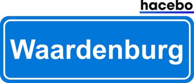Hacebo - Plaatsnaam Sticker - 29x10 CM - Waardenburg sticker - Verkeersborden sticker - grappige cadeaus - Waardenburg