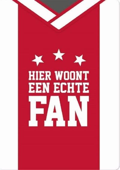 Plenty Gifts Wandbord Ajax Fan 21 X 14,8 X 2 Cm Staal Rood