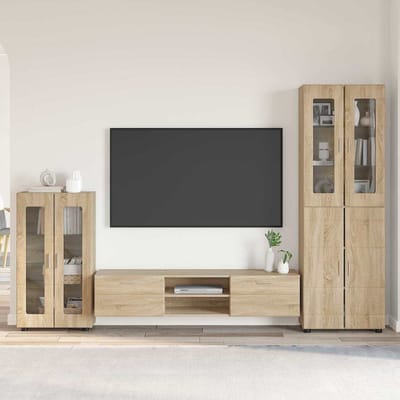 vidaXL - Tv-meubelset - FLORIN - 3 - st - Sonoma - Eik - Bewerkt - hout