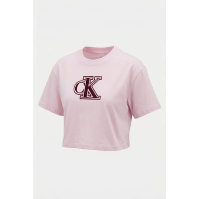 Calvin Klein Girls Velvet Monogram Boxy T-shirt Pearly Pink Maat: 14 | T-Shirts Outlet | Unisex | Roze