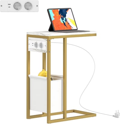 HOMCOM bijzettafel - MDF - 46x25x62,5cm - Wit