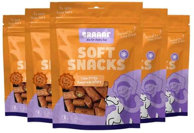 Braaaf Hondensnack Sticks Tonijn - Pompoen - Selderij - 5 x 85 gr - Voordeelverpakking