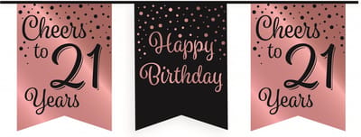 Party flag banner rose/black - 21