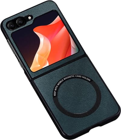Geschikt voor Samsung Galaxy Z Flip 5 Hoesje MagSafe Kunstleer Back Cover - Groen