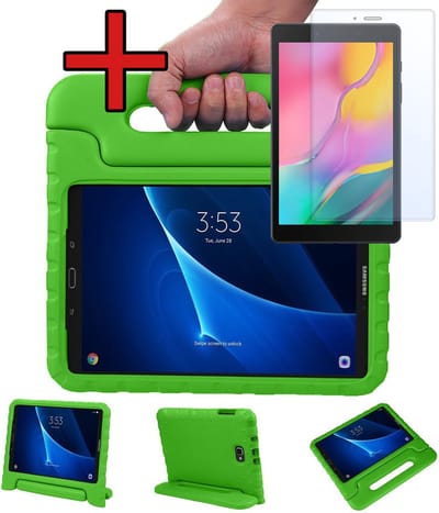 Hoesje - Geschikt voor Samsung Galaxy Tab A 10.1 (2016) - Met Screenprotector - Kinderhoes - Shockproof Bumper - Kidsproof Case - Tablethoes - Kinder Hoes Cover - Groen