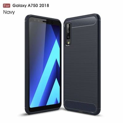Ntech Soft Brushed TPU Hoesje Geschikt Voor Samsung Galaxy A7 (2018) - Donker Blauw