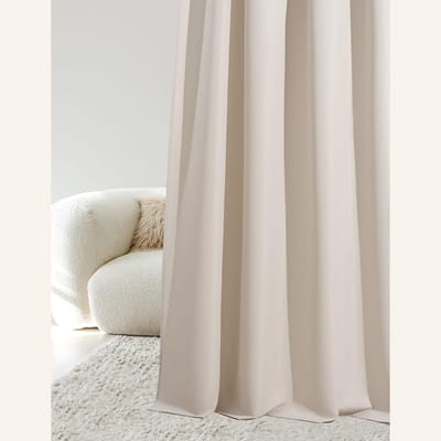 Aura Gordijn met zilveren ringen, 140 x 260 cm breed x hoogte, verduisterend, schuifgordijnen, decoratief, modern gordijn, woonkamer, slaapkamer, lichtbeige, 1 stuk