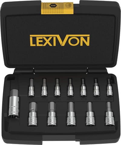 13-delige HEX Bit Socket Set voor Dopsleutel | SAE Maten 5/64" tot 9/16" | Superieure Kwaliteit en Opbergtas
