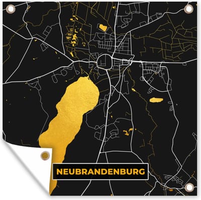 Tuin poster Neubrandenburg - Goud - Kaart - Plattegrond - Stadskaart - Duitsland - 200x200 cm - Tuindoek