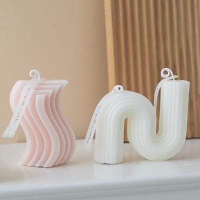 Set van 2 Aesthetic Kaarsen in U-vorm, Minimalistische Geometrische Soja Was Geurkaarsen voor Decoratie, Bruiloft en Cadeaus voor Verjaardag en Kerst