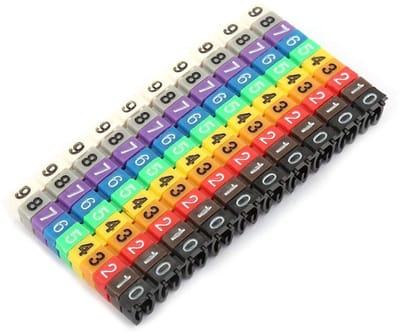 Dailygoods - Draadnummermarkering - Kabelmarkering - 100 Stuks - 2.5mm² - Kleurrijk - Clip-on-ontwerp - Geschikt voor kabels - Kabelmarkeringsbuis