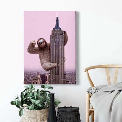 Canvas print DD123176 King Sloth A.S. Création 0,5 x 0,7 m Lila Kantoor Hal/Gang Keuken Slaapkamer Woonkamer
