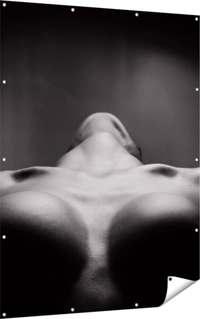 Gards Tuinposter Vrouwen Borsten - Erotiek - Zwart Wit - 120x160 cm - Tuindoek - Tuindecoratie - Wanddecoratie buiten - Tuinschilderij