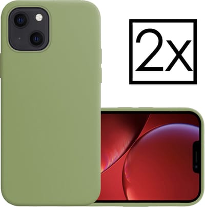 Hoesje - 2 Stuks - Geschikt voor Apple iPhone 14 - Sterk & Shockproof - Case Siliconen - Back Cover - Telefoon Hoes - Groen