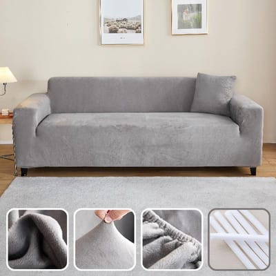 Dikke pluche elastische bankhoezen voor de woonkamer effen kleur all-inclusive spandex bankhoes sectionele meubelhoezen 1-Seat 90-140cm