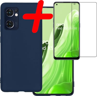 Hoesje Met Screenprotector - Geschikt voor OPPO Find X5 Lite - Sterk & Shockproof - Back Cover - Siliconen Case - Telefoon Hoes - Donkerblauw
