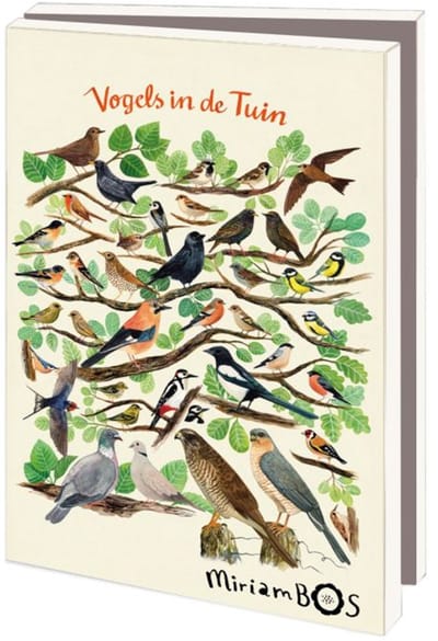 Kaartenmapje 10 stuks met enveloppen – Vogels in de tuin, Miriam Bos