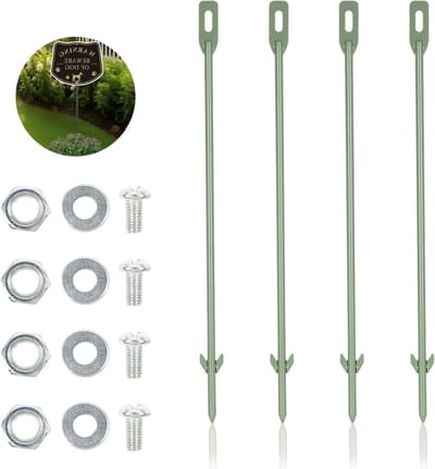 Set van 4 Sterke Metalen Palen voor Tuin, 40x0.3cm Tuinbord Steunen, RVS Tuinpalen voor Buitengebruik, Ideaal voor Tuinborden en Decoraties