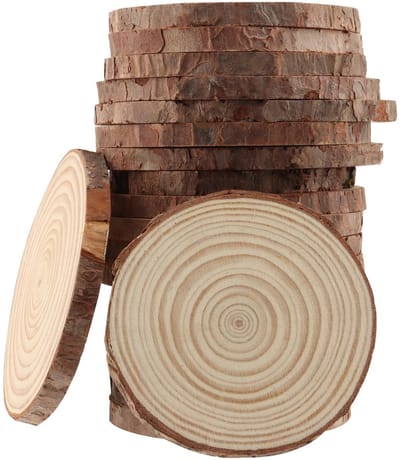 Dailygoods- Boomstamschijven 20 stuks - Houten Schijven 10-11 cm - Natuurlijk Hout - Decoratie - Bruiloft/ Kerstboomversiering - Geschikt voor Doe-het-zelf
