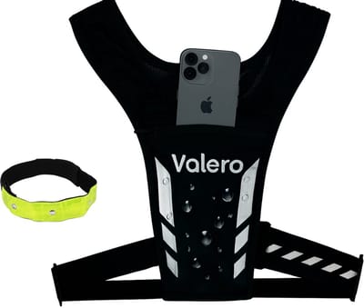 Valero Hardloopvest - Waterdicht telefoon vak - reflecterend runningvest - zwart