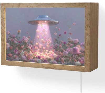 Wandlamp 30x20 cm - Oplaadbaar - Ufo - Rozen - Pastelkleuren - Wandlampen binnen woonkamer - Slaapkamer lamp met kabel - Decoratieve nachtlamp - Vloerlamp snoer