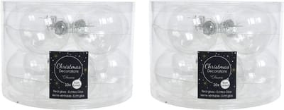 20x Transparante kerstversiering kerstballen glas - 6 cm - kerstballen kerstversiering