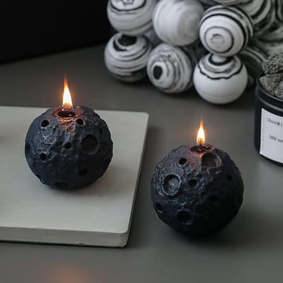 Set van 2 Maanshaped Geurkaarsen van Sojawas, Decoratieve Kaarsen voor Meditatie, Stressverlichting en Yoga
