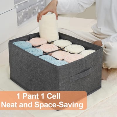 Candala Garderobe Organizer Kleding Opbergdozen - 12 Cellen Opvouwbare Kast Plank Ladeverdelers voor Kastorganisator, Stapelbare Kledingdoos voor Jeans, Broek, Broek, T-shirt, Trui (1 Pack)
