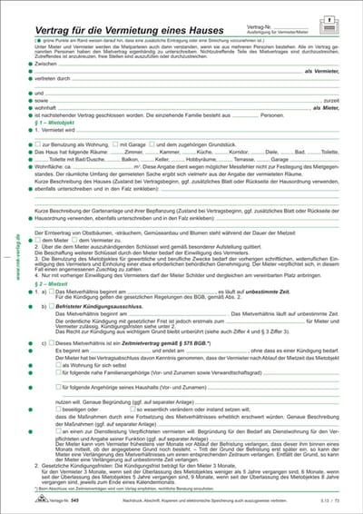 RNK Verlag 'Contract voor de huur van een huis' formulier