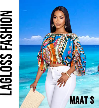 LaGloss® Dames Kleurrijke Print Off-Shoulder Blouse met Verstelbare Mouwen – Casual – Bohemian – Elegant – Zomer/Lente – All-over print – Maat S