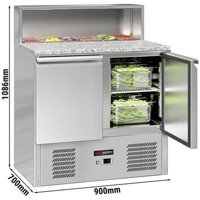 GGM Gastro Saladette ECO - 903mm - 2 Türen - mit Edelstahlaufsatz für 5x GN 1/6 Zilver