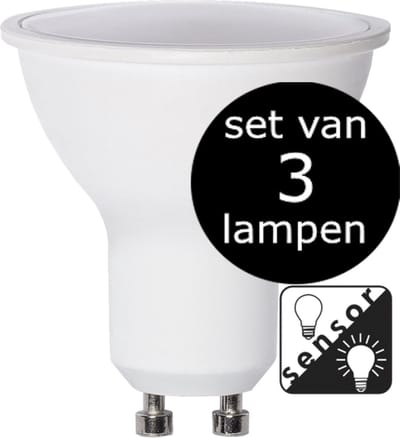 3-Pack | Schemersensor - Spot - GU10 - 4.7W - Warm Wit - 3000K