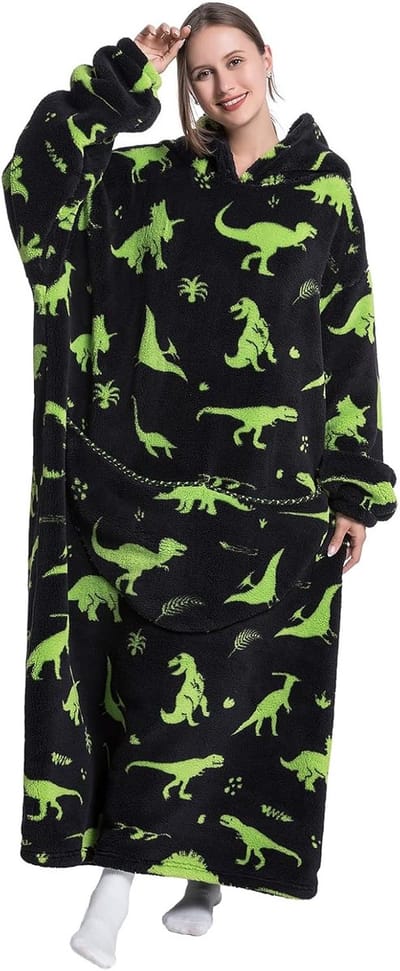 Extra grote, draagbare hoodiedeken voor dames en heren - super warme dekentrui met mouwen