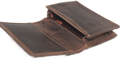 Oi Hunter bruine leren visitekaart houder met klep / overslag etuitje voor visitekaartjes / 1 vaks pasjesmapje voor een stapeltje pasjes/ RFID SAFE / bruin leer / 428H