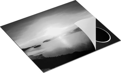 Chefcare Inductie Beschermer Zonsondergang in de Bergen met Wolken - Zwart Wit - 60x50 cm - Afdekplaat Inductie - Kookplaat Beschermer - Inductie Mat
